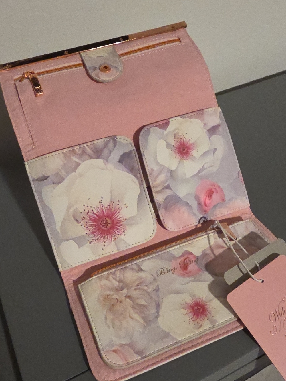TED BAKER LONDON NWT Chelsea Pastel Floral Roll Travel Jewelry Clutch - Picture 10 of 16